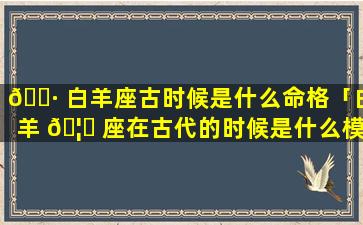 🌷 白羊座古时候是什么命格「白羊 🦄 座在古代的时候是什么模样的」